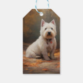 West Highland White Terrier in herfstbladeren val Cadeaulabel (Achterkant)