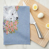 West Highland White Terrier in rust Theedoek (Quarter Fold)