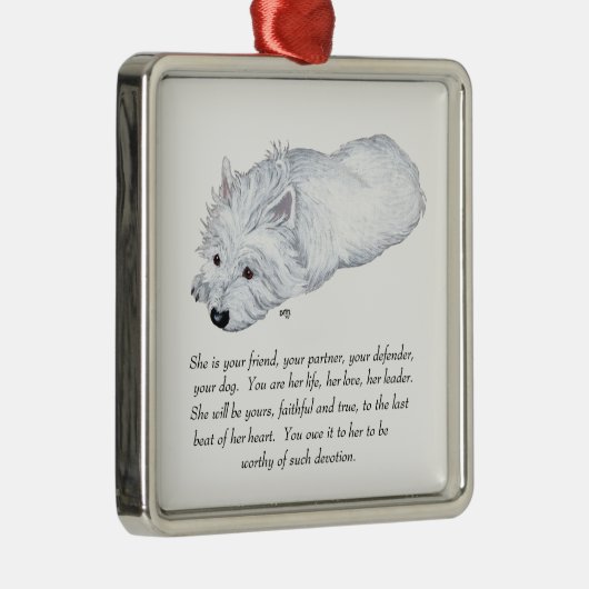 West Highland White Terrier Keepomwille Metalen Ornament (Rechts)