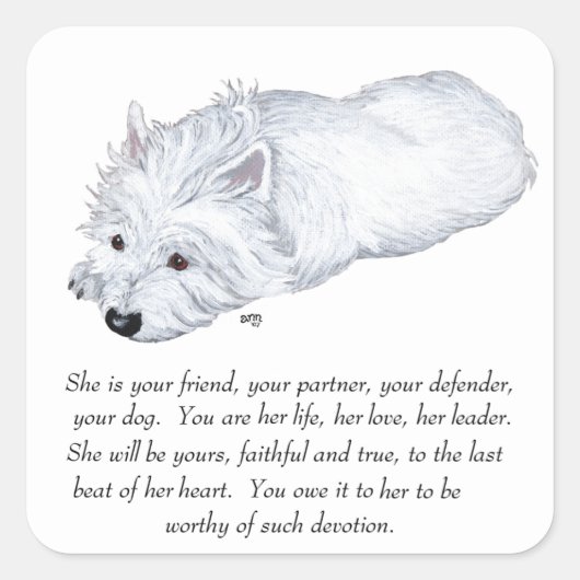 West Highland White Terrier Keepomwille Vierkante Sticker (Voorkant)