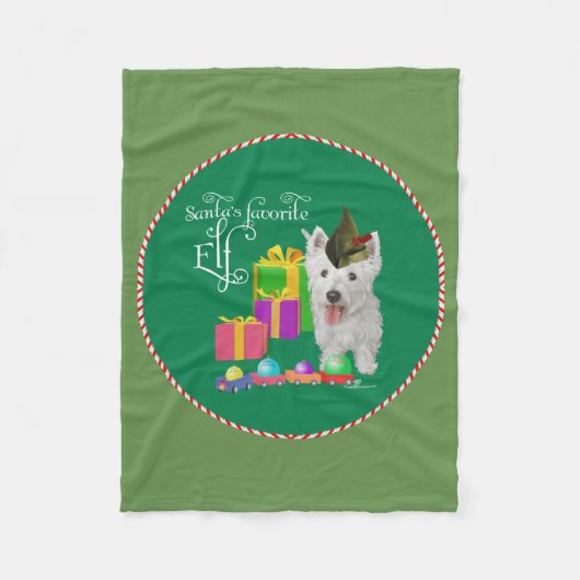 West Highland White Terrier Kerst Elf Fleece Deken (Voorkant)