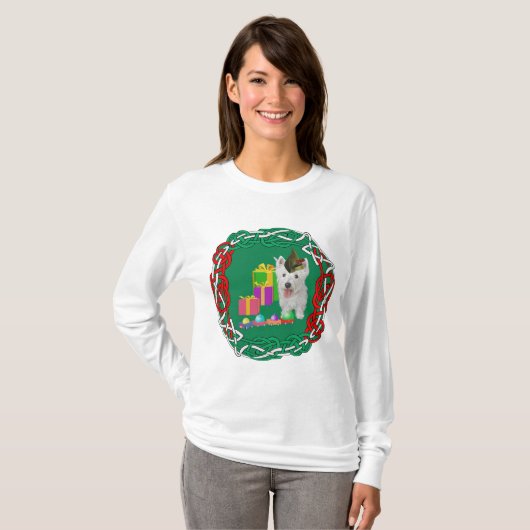 West Highland White Terrier Kerst Elf T-shirt (Voorkant volledig)