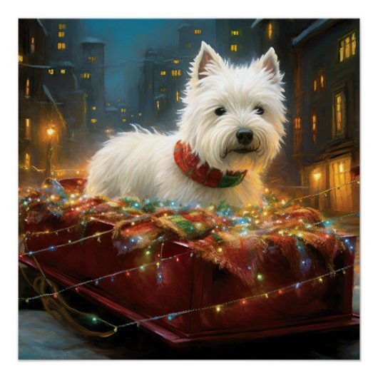 West Highland White Terrier Kerst Festiviteit Perfect Poster (Voorkant)