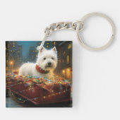 West Highland White Terrier Kerst Festiviteit Sleutelhanger (Achterkant)