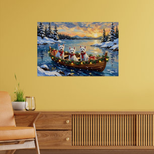 West Highland White Terrier Kerstboot Vakantie Poster