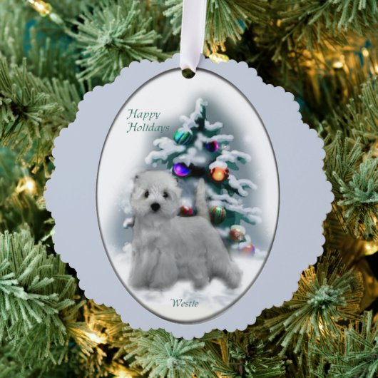 West Highland White Terrier-kerstcadeautjes Ornament Kaart (Insitu (Drie))