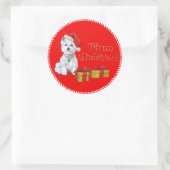 West Highland White Terrier-kerstcadeautjes Ronde Sticker (Tas)