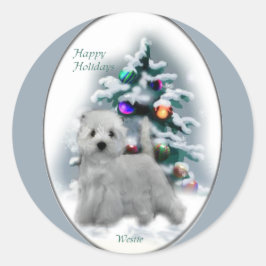 West Highland White Terrier-kerstcadeautjes Ronde Sticker
