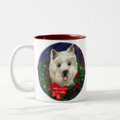 West Highland White Terrier-kerstcadeautjes Tweekleurige Koffiemok (Links)