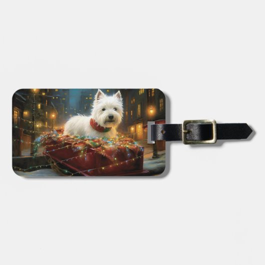 West Highland White Terrier Kerstfeest Bagagelabel (Voorkant horizontaal)