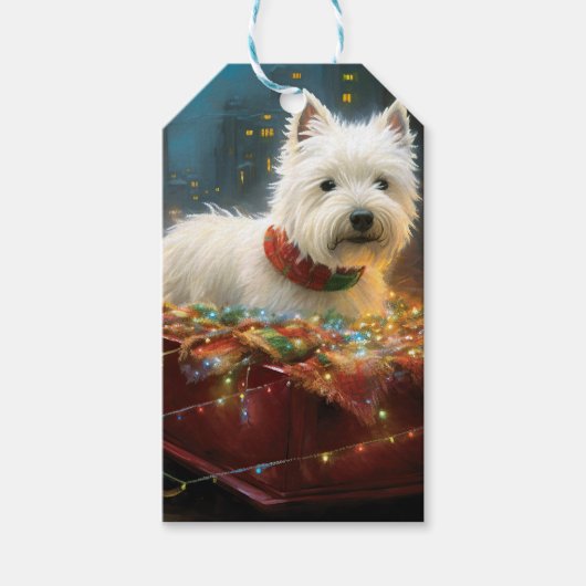 West Highland White Terrier Kerstfeest Cadeaulabel (Voorkant)