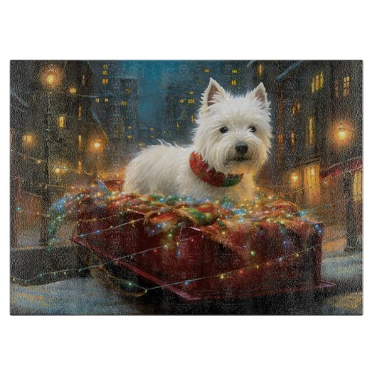 West Highland White Terrier Kerstfeest Snijplank (Voorkant)