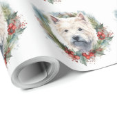 West Highland White Terrier Kerstkrans Cadeaupapier (Rol Hoek)