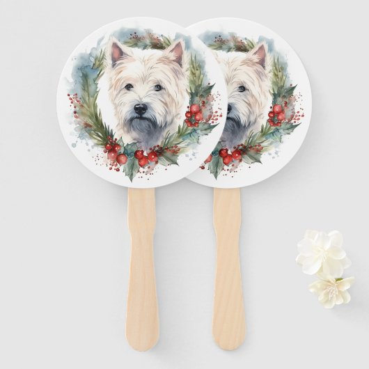 West Highland White Terrier Kerstkrans Handwaaier (Voorkant en achterkant)