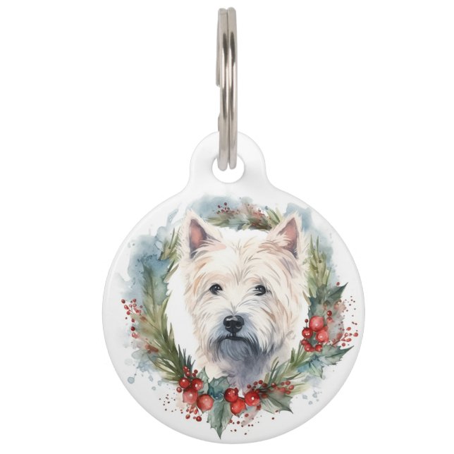 West Highland White Terrier Kerstkrans Huisdierpenning (Voorkant)