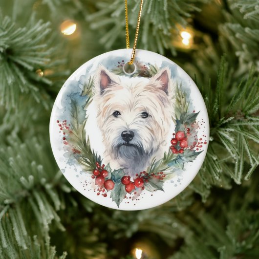 West Highland White Terrier Kerstkrans Keramisch Ornament (Boom)