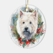 West Highland White Terrier Kerstkrans Keramisch Ornament (Links)