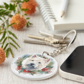 West Highland White Terrier Kerstkrans Sleutelhanger (Voorkant Rechts)