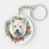 West Highland White Terrier Kerstkrans Sleutelhanger (Achterkant)