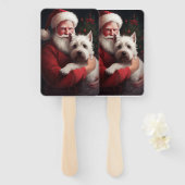 West Highland White Terrier Kerstman Kerstmis Handwaaier (Voorkant en achterkant)