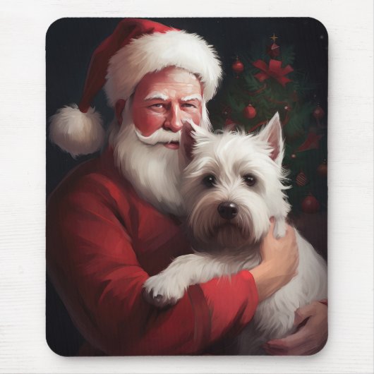 West Highland White Terrier Kerstman Kerstmis Muismat (Voorkant)