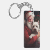West Highland White Terrier Kerstman Kerstmis Sleutelhanger (Voorkant Links)