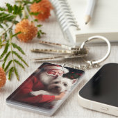 West Highland White Terrier Kerstman Kerstmis Sleutelhanger (Voorkant Rechts)