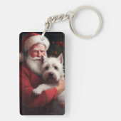 West Highland White Terrier Kerstman Kerstmis Sleutelhanger (achterkant)