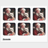 West Highland White Terrier Kerstman Kerstmis Vierkante Sticker (Vel)