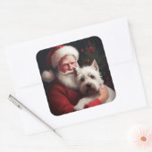 West Highland White Terrier Kerstman Kerstmis Vierkante Sticker (Envelop)