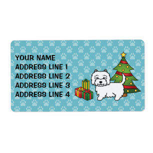 West Highland White Terrier Kerstmis Etiket