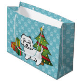 West Highland White Terrier Kerstmis Large Cadeautasje (Voorkant Gekanteld)
