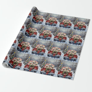 West Highland White Terrier Kerstmis Rode Truck Cadeaupapier