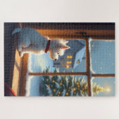 West Highland White Terrier Kerstmorgen Uitzicht Legpuzzel (Horizontaal)