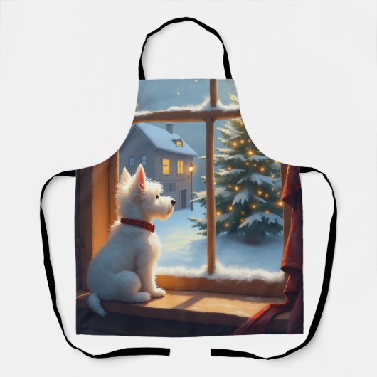 West Highland White Terrier Kerstmorgen Uitzicht Schort (Voorkant)