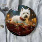 West Highland White Terrier Kerstviering Ronde Button 6,0 Cm (In situ)