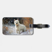 West Highland White Terrier laat het sneeuwen Kers Bagagelabel (Achterkant horizontaal)