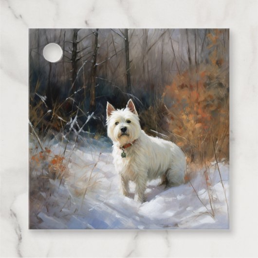 West Highland White Terrier laat het sneeuwen Kers Bedankjes Labels (Voorkant)
