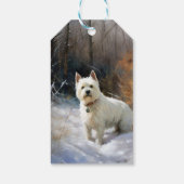 West Highland White Terrier laat het sneeuwen Kers Cadeaulabel (Achterkant)
