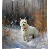 West Highland White Terrier Laat het Sneeuwen Kers Douchegordijn (Voorkant)