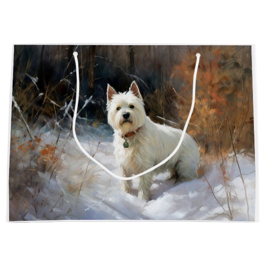 West Highland White Terrier laat het sneeuwen Kers Groot Cadeauzakje (Voorkant)