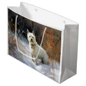 West Highland White Terrier laat het sneeuwen Kers Groot Cadeauzakje (Voorkant Gekanteld)