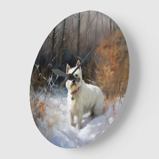 West Highland White Terrier laat het sneeuwen Kers Grote Klok (Hoek)