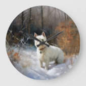 West Highland White Terrier laat het sneeuwen Kers Grote Klok (Voorkant)