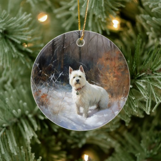 West Highland White Terrier laat het sneeuwen Kers Keramisch Ornament (Boom)