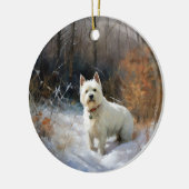 West Highland White Terrier laat het sneeuwen Kers Keramisch Ornament (Links)