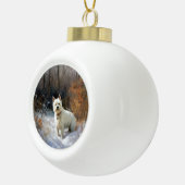 West Highland White Terrier laat het sneeuwen Kers Keramische Bal Ornament (Rechts)
