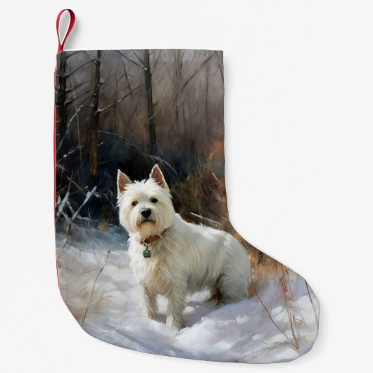 West Highland White Terrier laat het sneeuwen Kers Kleine Kerstsok (Voorkant)