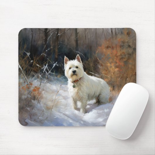 West Highland White Terrier laat het sneeuwen Kers Muismat (Met muis)