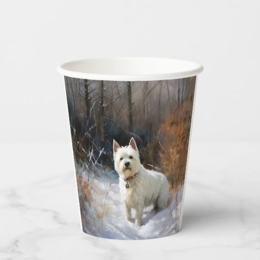 West Highland White Terrier laat het sneeuwen Kers Papieren Bekers (Achterkant)
